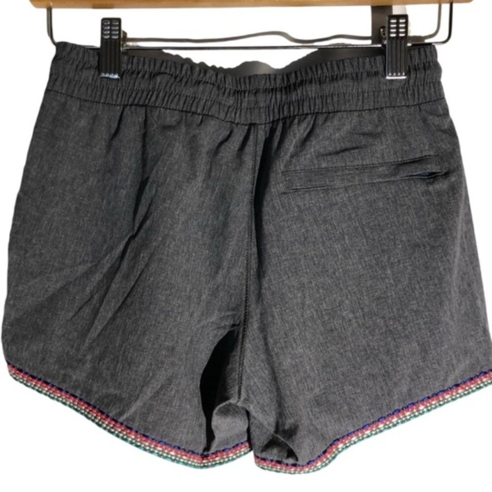 Athleta Girl running Shorts Gray With Ribbon Stitched Trim Size 12 Youth.